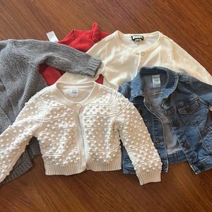 Lot of 5 sweaters/jean jacket for size 24 month